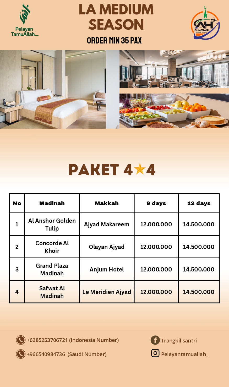 Paket Umrah Executive Bintang 4/5 (9 Hari) - Al Anshor Golden Tulip & Ajyad Makareem