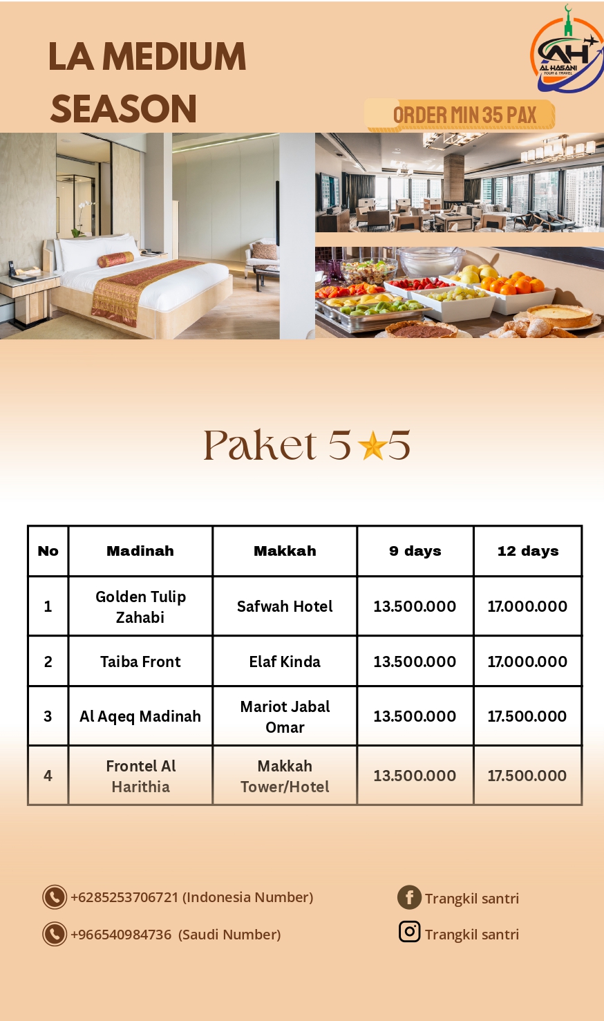 Paket Umrah Royal Bintang 5 (12 Hari) - Frontel Al Harithia & Makkah Tower